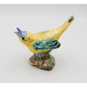 Stangl Kentucky Warbler Bird Figurine #3598 Signed Yellow Green Wings